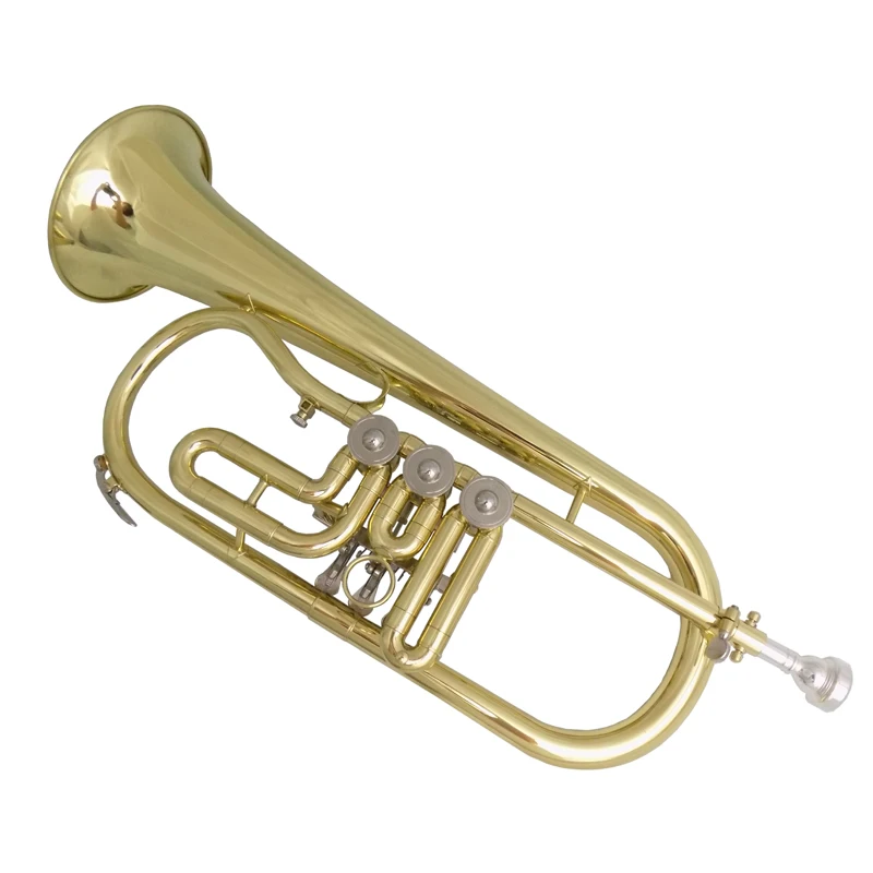 

Bb Rotary Flugelhorn with case mouthpiece Yellow Brass Flugelhorns musical instruments horns
