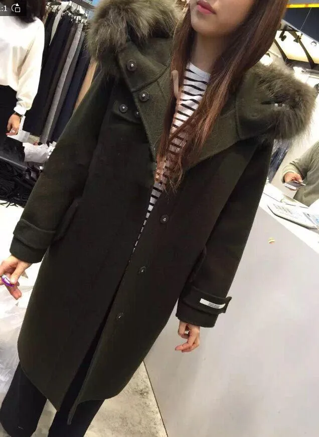 Модное однотонное длинное женское шерстяное пальто с меховым воротником, однобортная зимняя куртка с карманами, элегантное кашемировое пальто
