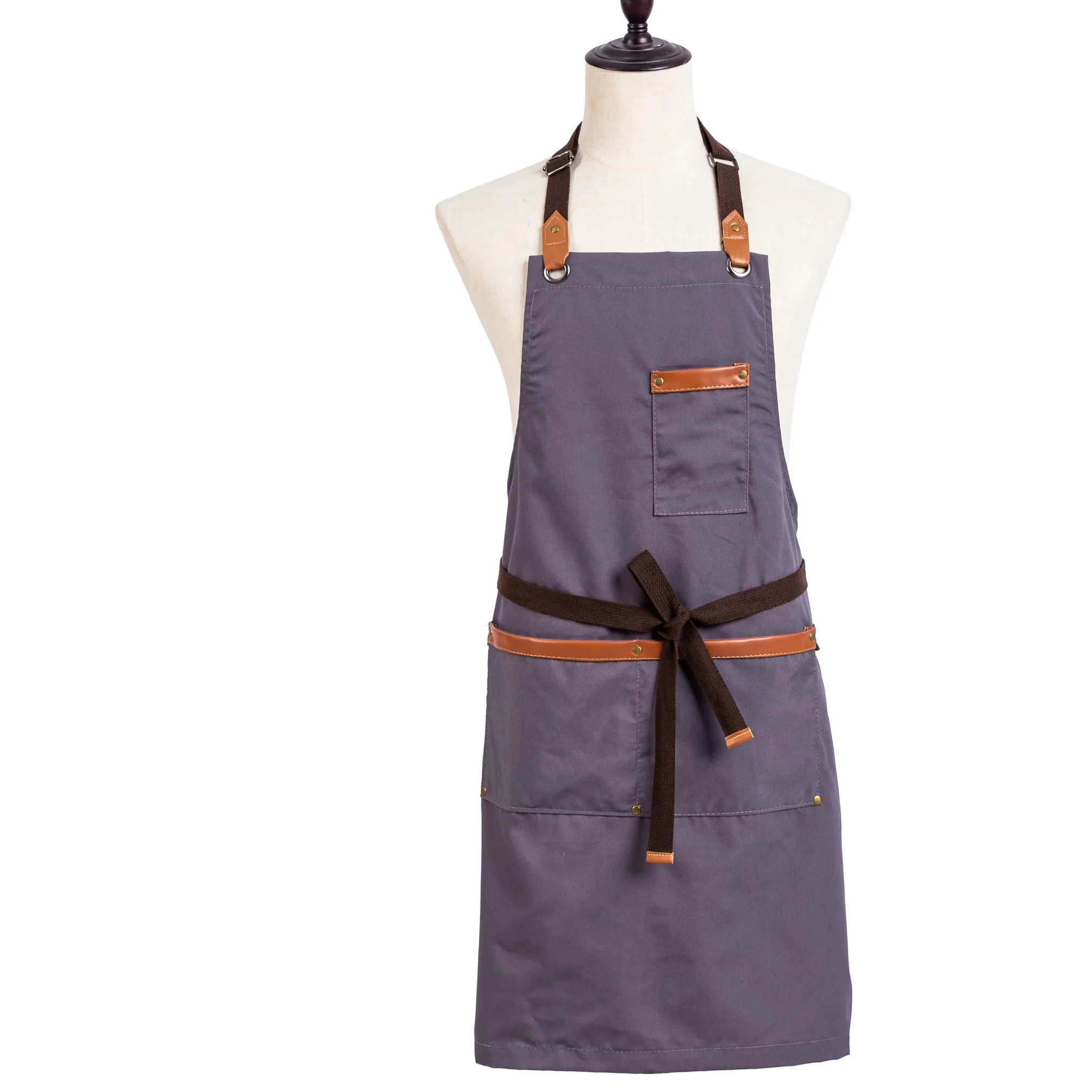 

2019 New Fashion Cooking canvas Kitchen Apron For Woman Men Chef Cafe Shop BBQ Aprons Custom Logo Baking Restaurant Pinafore bib