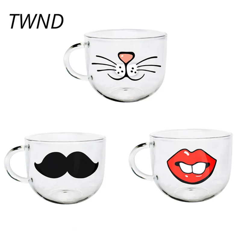 500CC Funny Glass Coffee Mugs Tea Milk Breakfast Cups Creative