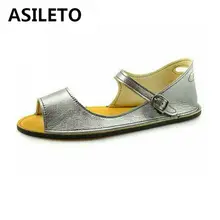ASILETO Ретро туфли на плоской подошве женские туфли на плоской подошве с пряжкой открытый носок летние балетки на плоской подошве Мокасины мягкая кожа Повседневные Дышащие пляжные туфли