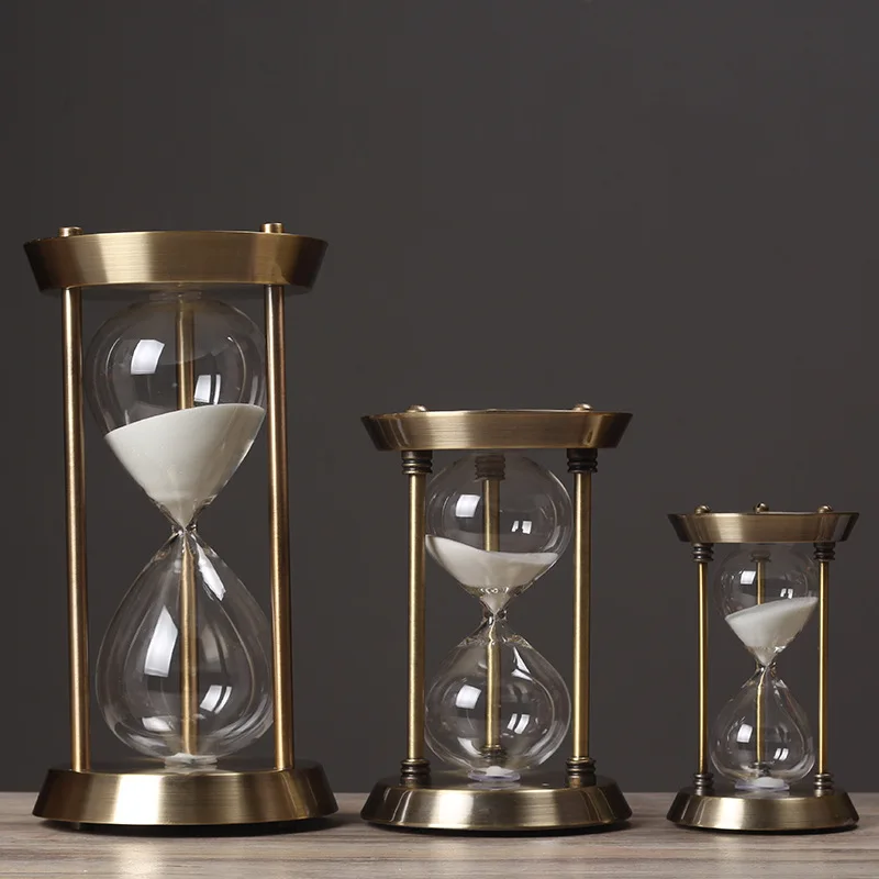 

Retro metal time hourglass pendulum timer Sand Timer Wooden Hour Glass Clock Home Decoration Decor Gift