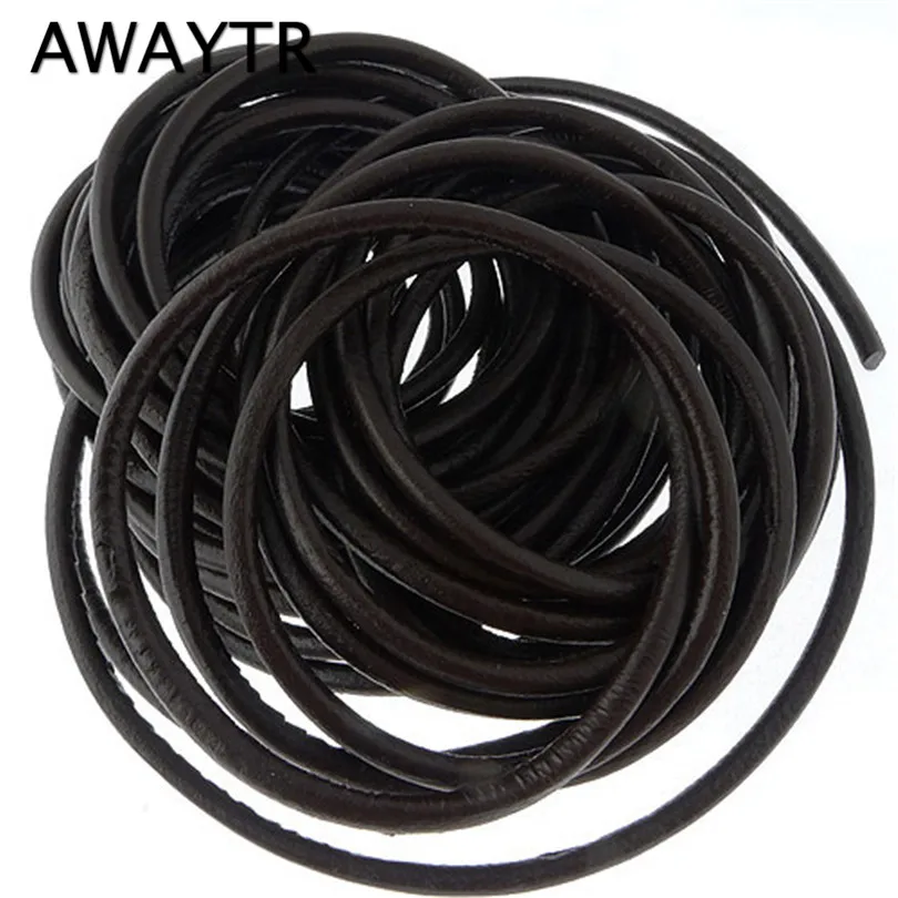

AWAYTR 10Meter 4MM Coffee Leather Cord Necklace Bracelet Fitting Round Genuine Cow String Cord Leather Making Jewelry Findings