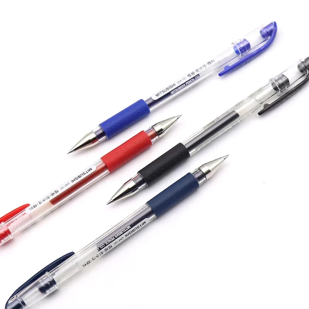 10 шт./лот, набор гелевых ручек 0,38 мм, ручка с мелкими точками, черные, синие, красные чернила, гелевая ручка, Uniball Stylo Signo Dx UM151, Товары для офиса