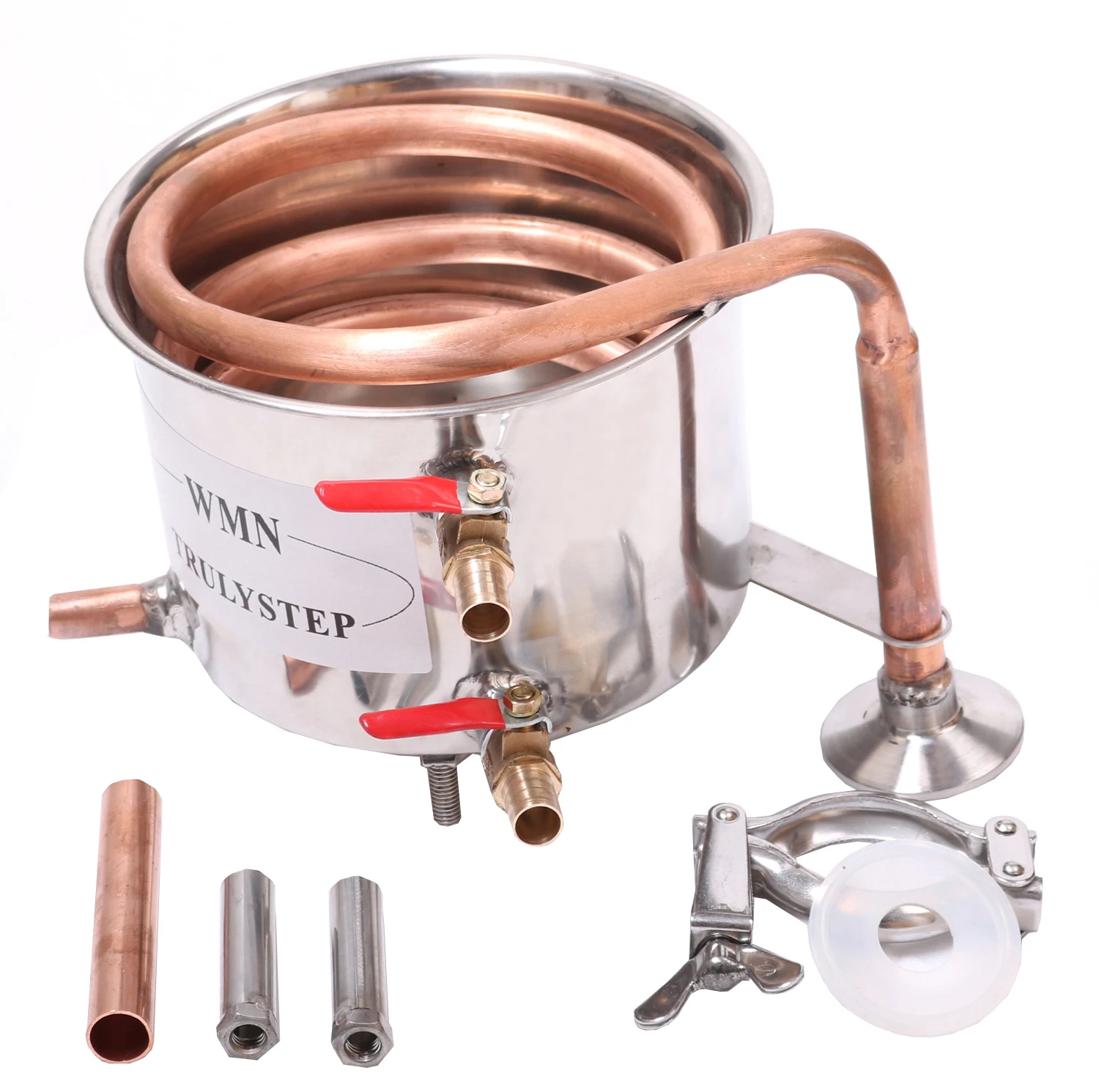 Minocool Moonshine Still 5 Gallon Copper Tube Alcohol Distiller Wine Making Kit Stainless Steel Home Brew Wine Making Kit Distiller with 30cm Pot for DIY Whiskey Barrel Wine Brandy