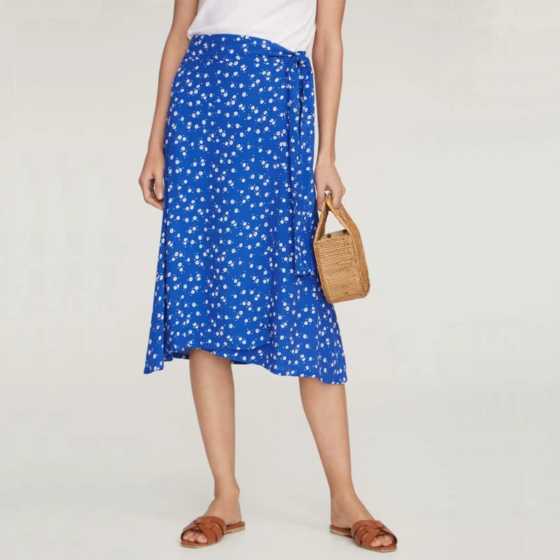 

Summer female skirt casual flower print bow decorative skirt