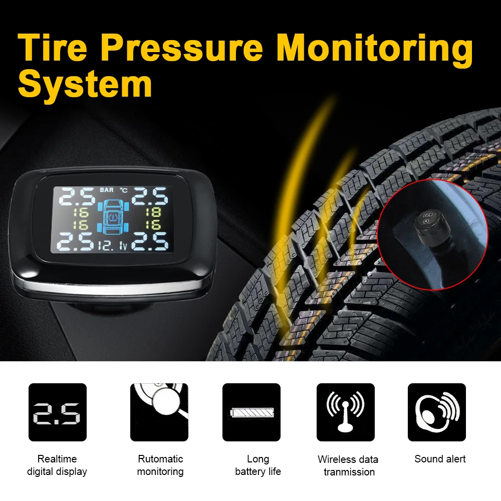 TPMS Smart Car Wireless Tire Pressure Monitoring System Cigarette