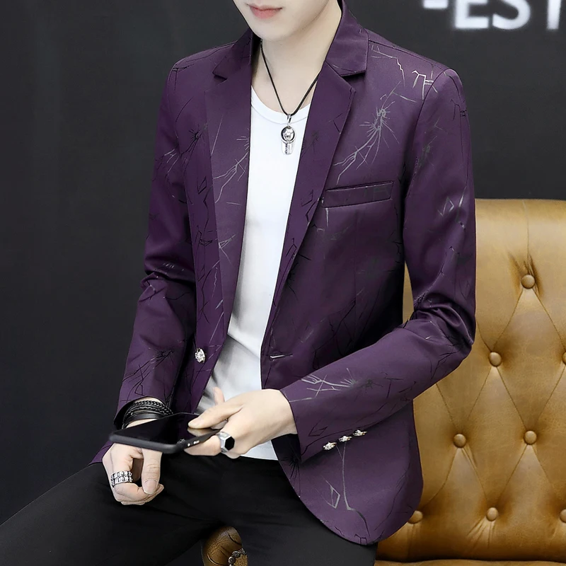 

HO 2019 men 's cultivate one's morality type printed tide men leisure blazer young handsome blazer