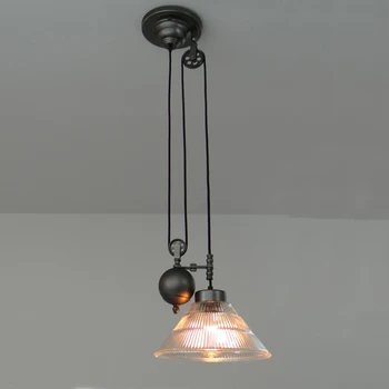 

Edison Industrial pendant lamps Pulley Pendant Light With E27 Lamp Holder for Home Bar Hotel Adjustable Wire Pendant Lamp E080