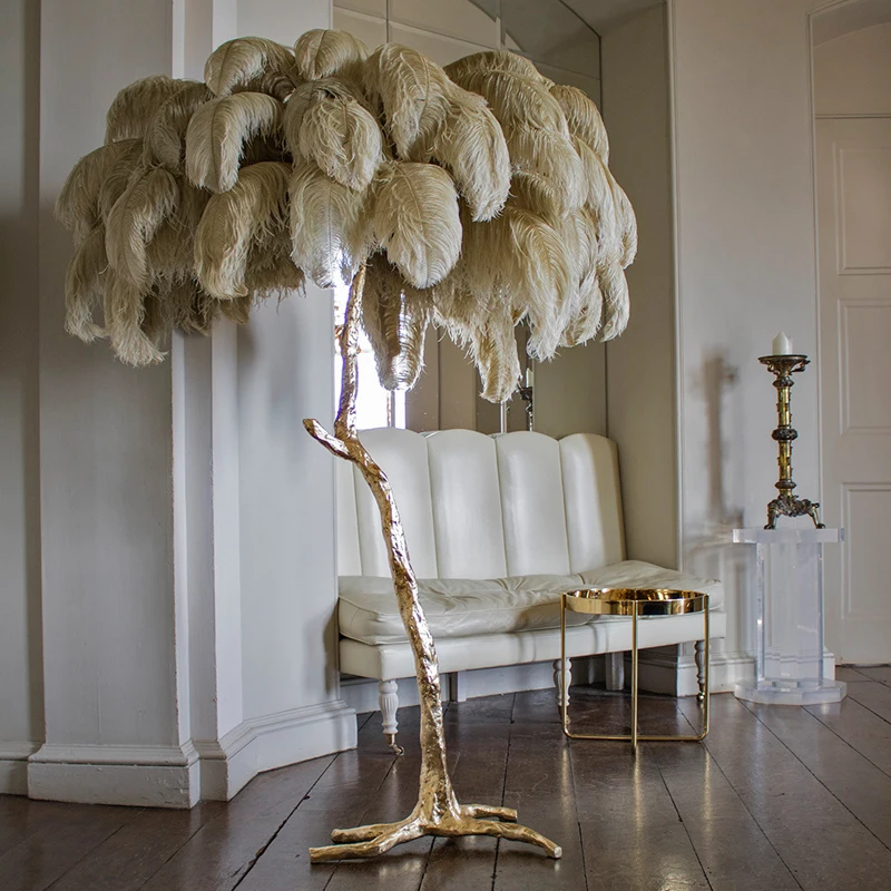 Phube Lighting The Ostrich Feather Lamp Light Modern Copper Floor
