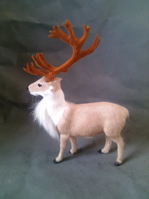 

simulation Reindeer model 27X20CM toy ,lifelike light yellow Reindeer model decoration gift t439