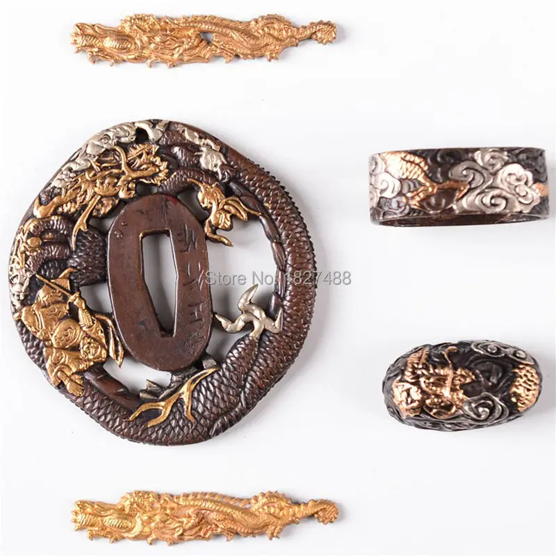 Набор самурайский меч катана Tsuba Menuki Kashira Fuchi латунные фитинги для самурая японский нож вакидзаси Танто красивые металлические поделки