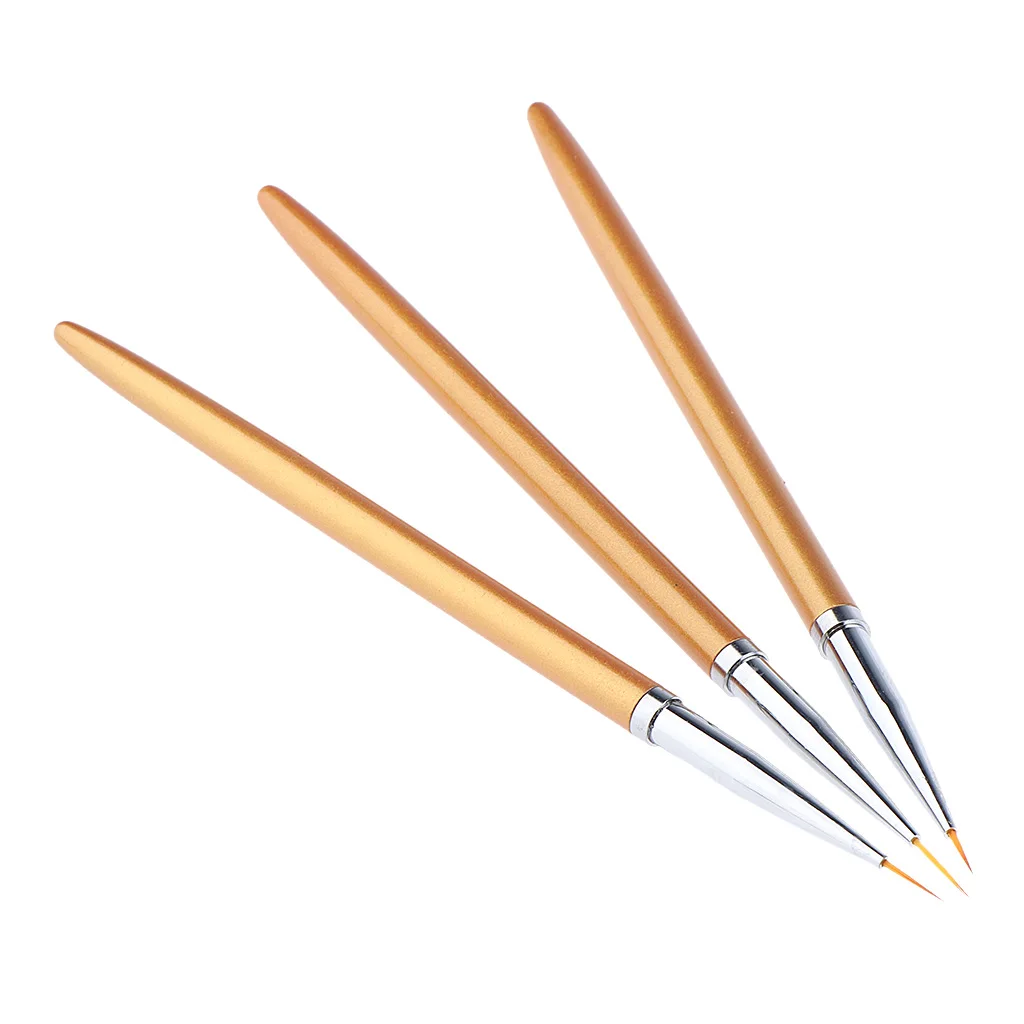 3 Pcs Pro Nail Art UV Gel Design Pen Polish Brush Dotting Drawing Line Tools