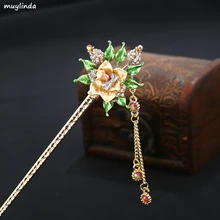 Заколки для волос в стиле ретро с цветочным рисунком, классические Кристаллы из сплава, аксессуары для волос, стразы, шпильки для женщин, ювелирные изделия для волос