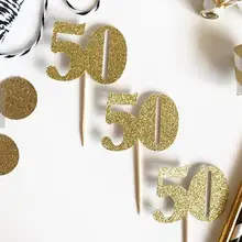 Изготовленный на заказ любой номер 50 60 70 веха Празднование Кекс Toppers День рождения украшение Вечеринка пончик выбор еды