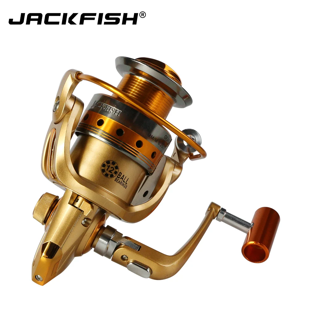 JACKFISH التكنولوجيا الألمانية 12BB 500-7000 الصيد بكرة معدنية الغزل بكرة carpa molinete دي pesca الغزل عجلة الصيد بكرة