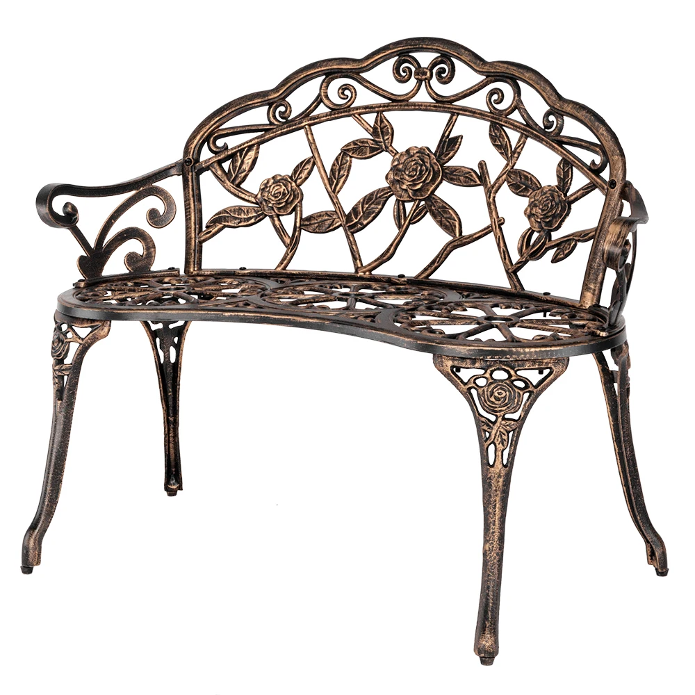 

38.5" Cast Aluminum Outdoor Courtyard Street Decoration Park Leisure Rose Chair