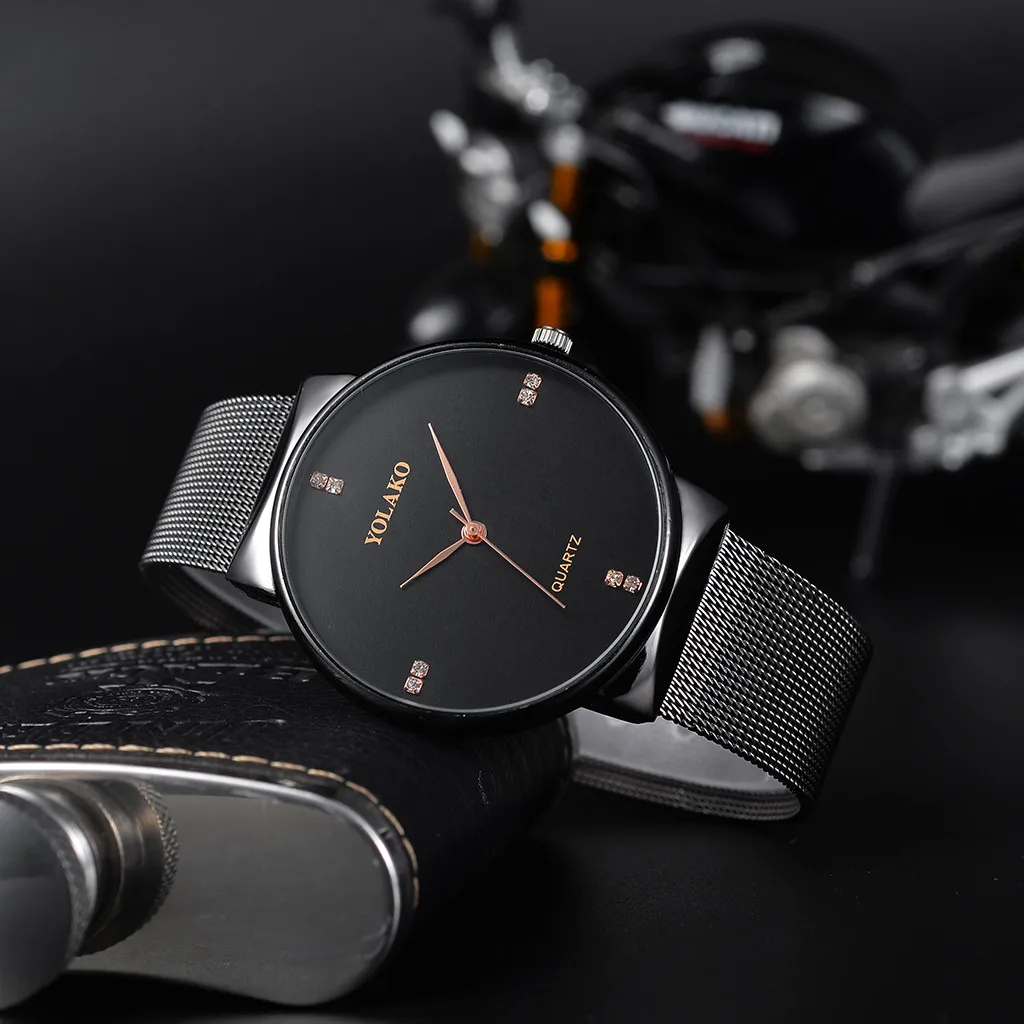 

New Mens Watches Top Brand Luxury YOLAKO Stainless Steel Band Watch Men Analog Quartz Wrist Watch Male Clock Relogios Masculinos