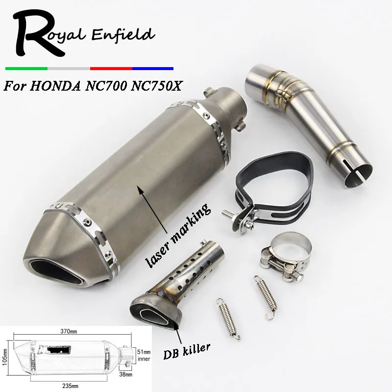 

Motorcycle Exhaust Muffler Pipe Link Pipe Carbon Fiber Exhaust Slip on Escape FOR HONDA NC700 NC750 NC750X 2012-2017
