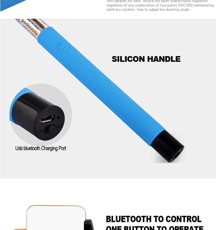 z07-5 Extendable Selfie Stick with built-in Bluetooth