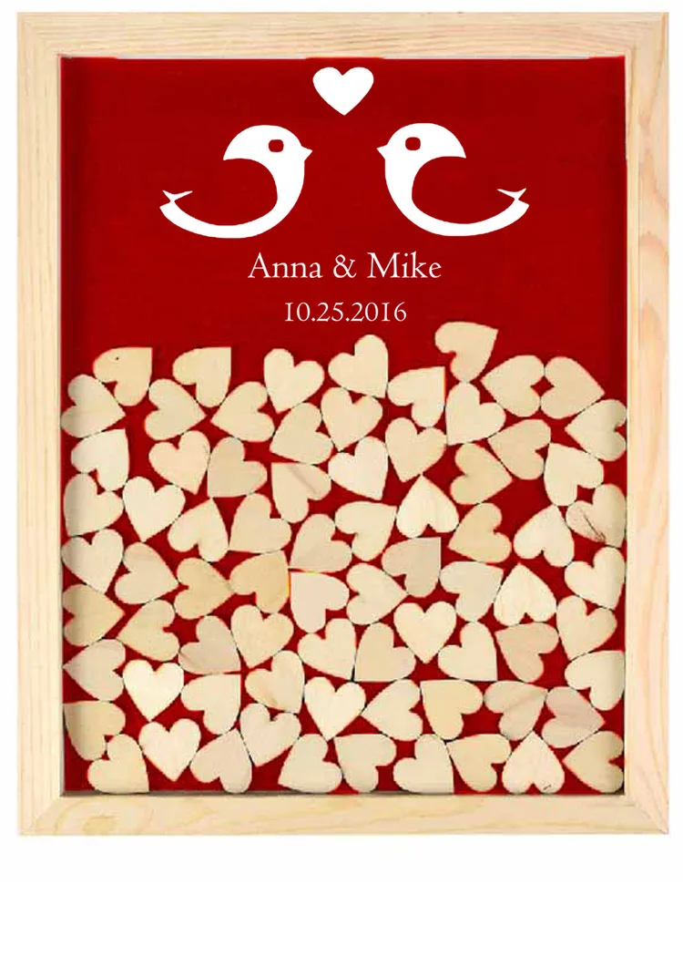 

Rustic Wedding Guest Book,Personalized Wedding Guestbook,Wooden Heart Guest Book for Signature,Alternative Guestbook Frame