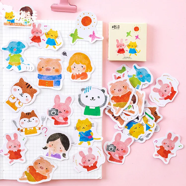 Aagu 45pcs/lot Cartoon Character Scrapbooking Sticker Bullet Journal