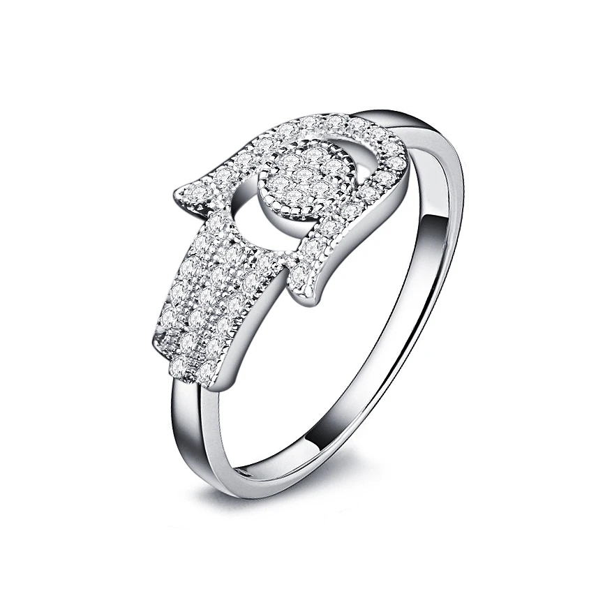 

Limited Offer OMYFUN Hamsa Ring 925 Sterling Silver Ring Women Jewelry Bague CZ Micro Paved Hand Anillo Prata Anel Free Shipping