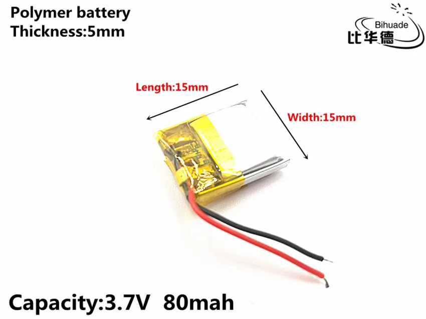 

1pcs/lot 3.7V 80mAH 501515 Polymer lithium ion / Li-ion Rechargeable battery for DVR,GPS,mp3,mp4