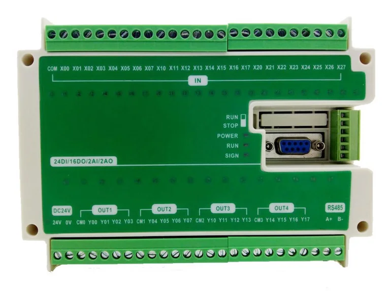 

FX3U-40MR/MT-2AD2DA Plate PLC Supports RS485 Analog