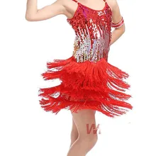 Новинка; детское блестящее бальное платье для латинских танцев, ча Сальса, Танго; vestido latino; бальное платье для латиноамериканских танцев; цвет красный, черный, желтый