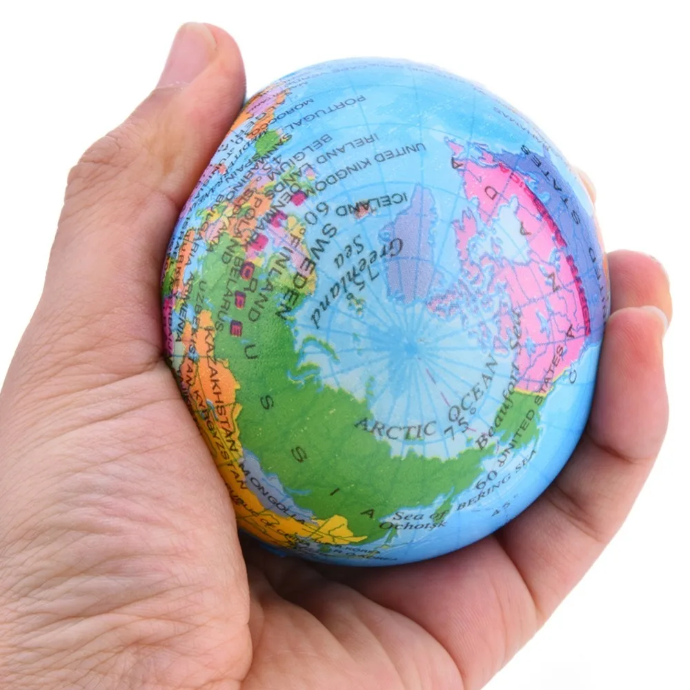 6-10 см из искусственной кожи смешно squeeze игрушки мягкие Земля Карта мира Глобус пены стресс помощи надувной мяч география карта
