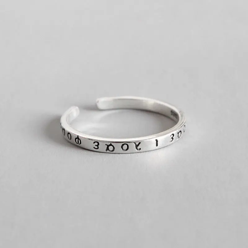 

Thin 2mm 100% Authentic 925 Sterling Silver Fine Jewelry Greece character Engraved Ring Ladies J93