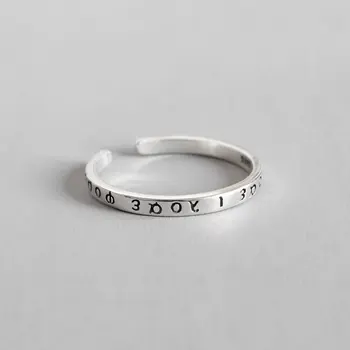 

Thin 2mm 100% Authentic 925 Sterling Silver Fine Jewelry Greece character Engraved Ring Ladies J93