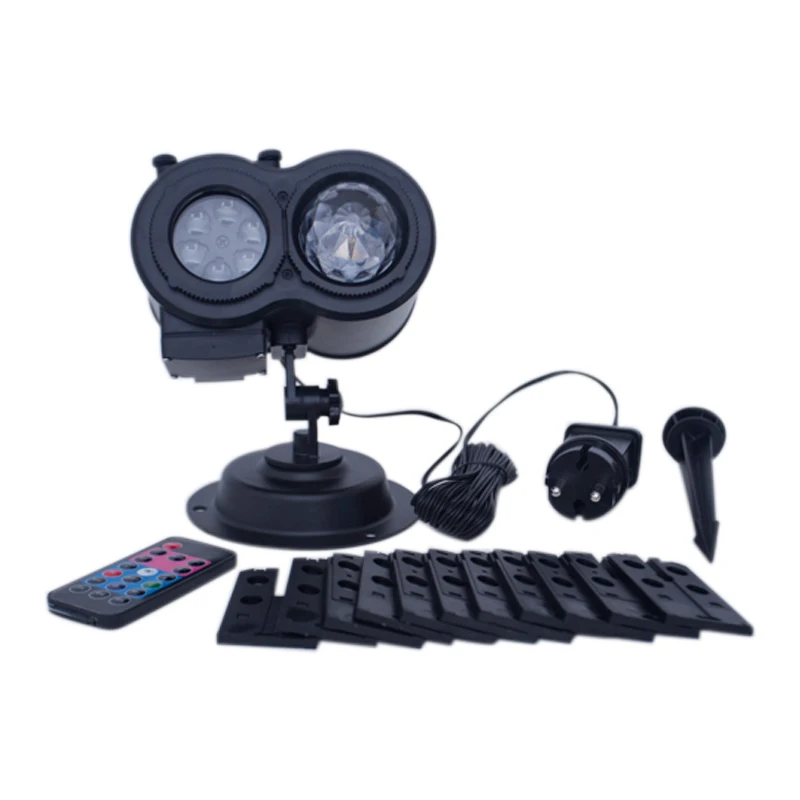 

Newest Four-Color Water Pattern Projector Light +12 Films Rotating RGBW Projection LED Lamp 2 in 1