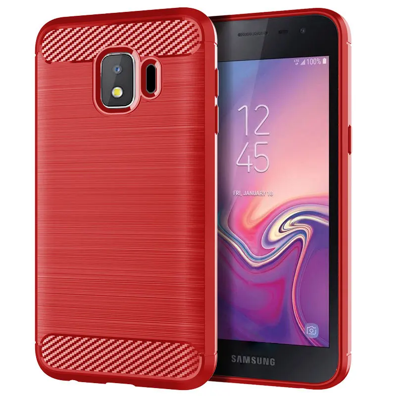 Armor Case For Galaxy J2 Core 2018 Brushed Carbon Fiber Texture Soft Silicone Phone Back Cover SAMSUNG Pure Fundas |