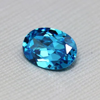 

oval shape brilliant cut created aquamarine stone beads faceted gemstones for jewelry DIY sky-blue gemstone loose brazil