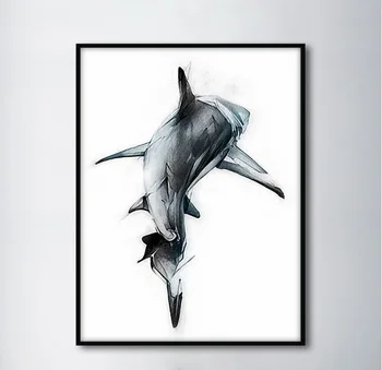 

Nordic Minimalist Shark Backs Decorative Paintings Modular Picture Wall Art Canvas Painting for Living Room No Framed