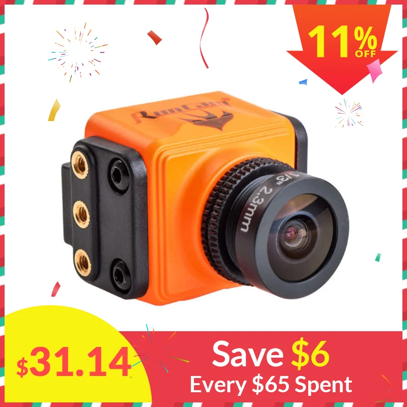 

RunCam Swift 2 600TVL 2.1mm/2.3mm 1/3" CCD One Touching Scene Setting FPV Mini Camera for RC Drone Quadcopter Orange VS Split 2