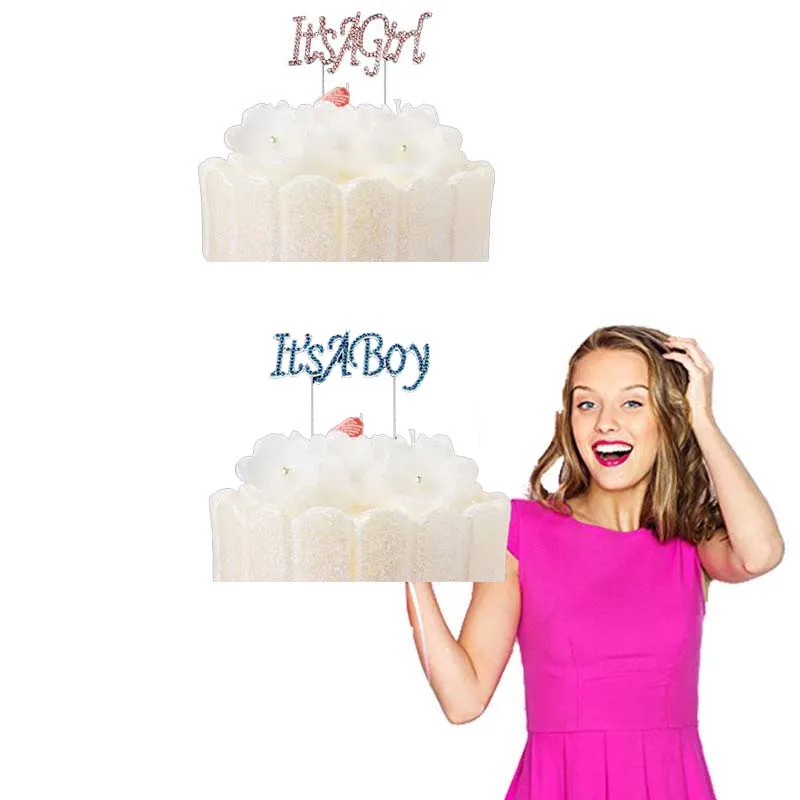 

It's a Boy girl cupcake Cake Topper Pink blue Baby Shower Birthday Party Gender Reveal mom to be Decoration favor supplies