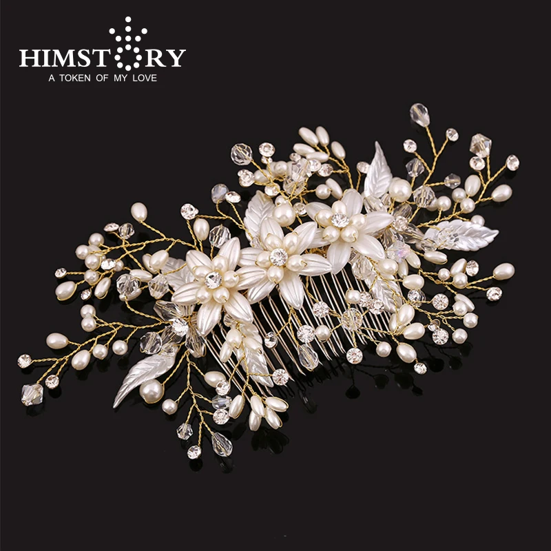 

Handmade Wedding Bridal Crystal Pearl Headpiece peinetas para novias hair combs