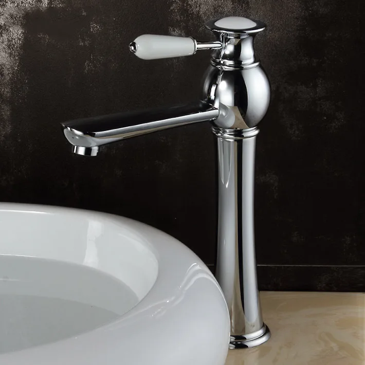 

Deck mounted chrome finishing brass single hole single handle bathroom faucet basin sink mixer water tap