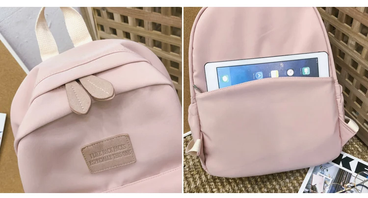 Розовый брендовый рюкзак высокого качества, водонепроницаемая нейлоновая сумка для отдыха или путешествий, однотонная посылка в японском стиле с китайскими персонажами