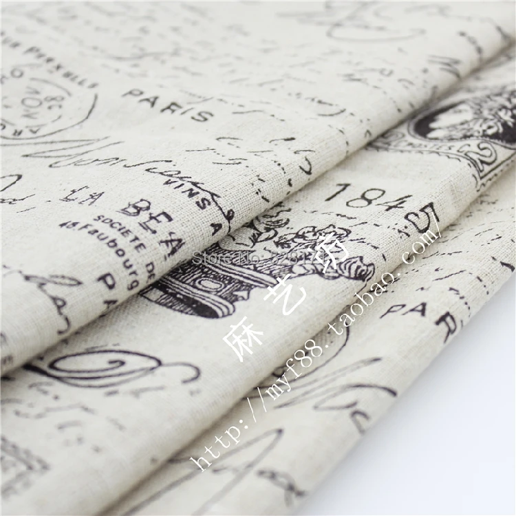 

Free Shipping 150*100cm Assorted burlap jute hessian Eiffel Tower Printing Linen Fabric Fat Quarter