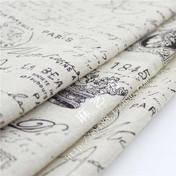 

Free Shipping 150*100cm Assorted burlap jute hessian Eiffel Tower Printing Linen Fabric Fat Quarter
