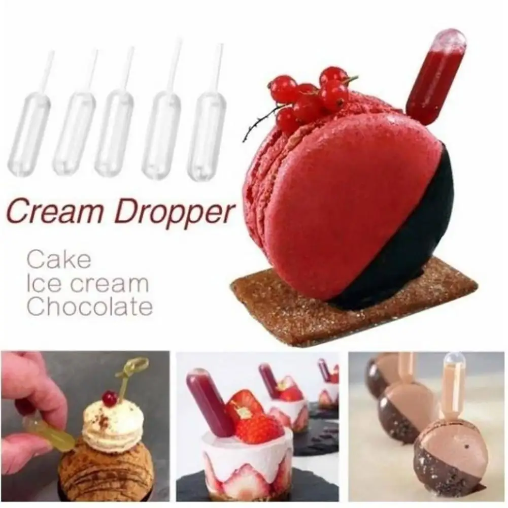

50Pcs Disposable straw Ice Cream Milkshake Pipette Straw Dropper Disposable Cupcake Baking Tools hot