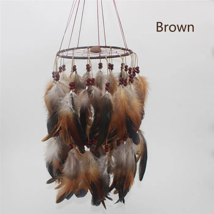 12 colores nueva moda original colgante pluma perla atrapasueños campanas de viento estilo indio colgante atrapasueños regalo