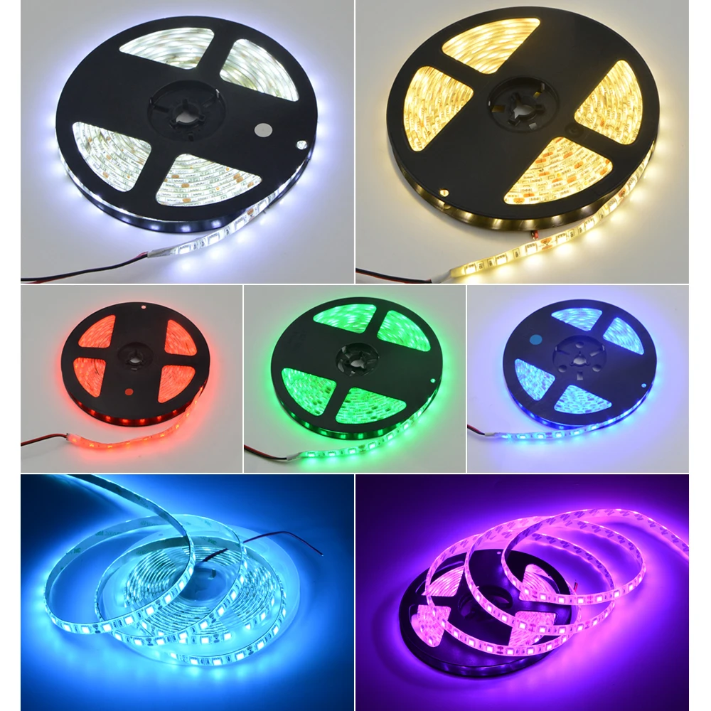 11 цветов 5050 SMD светодиодный светильник 5 м 12 в RGB RGBW RGBWW водонепроницаемый декоративный светильник 60 Светодиодный s/M желтый, розовый, голубой