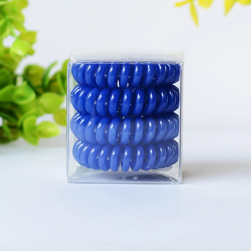 

Solid colors Telephone line hair rope 4cm sprial Telephone Cords Hair Scrunchies high quality traceless hair ring hair accessory