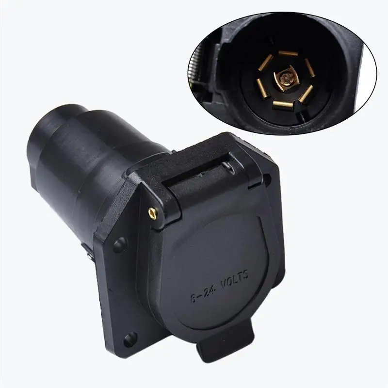 

Durable 12V 7 Pin Round Trailer Plug 7 Way Blade Socket Adapter Wiring Connector for American Cars
