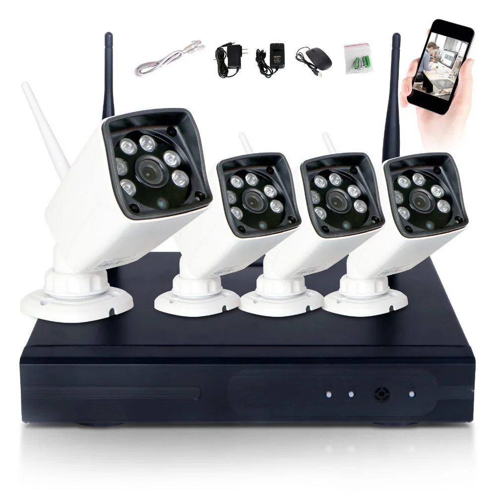 4CH 960P HD Wi-Fi NVR Безопасность Беспроводная сетевая камера система ночного видения IP